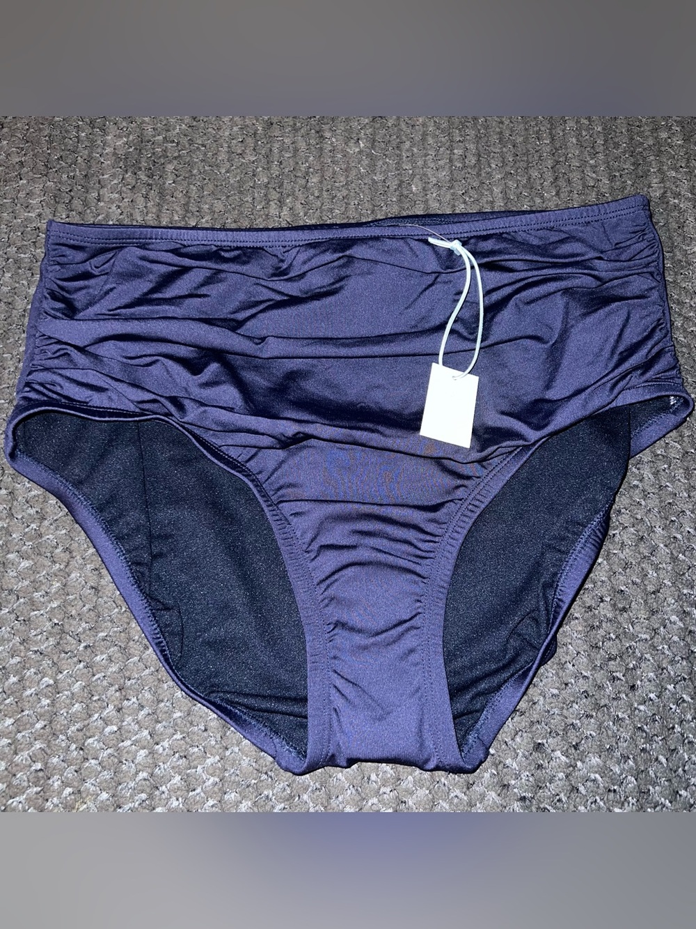 Kona Sol Navy High-Waist Ruched Swim Bottoms